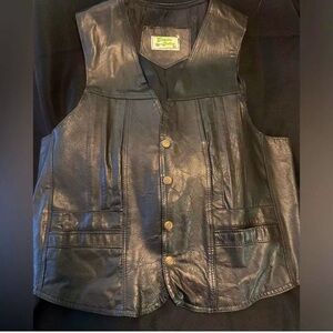 Vintage leather biker‎ vest 38xl